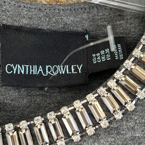 NWOT Cynthia Rowley Gray Embellished Neckline Shift Dress - Picture 5 of 9
